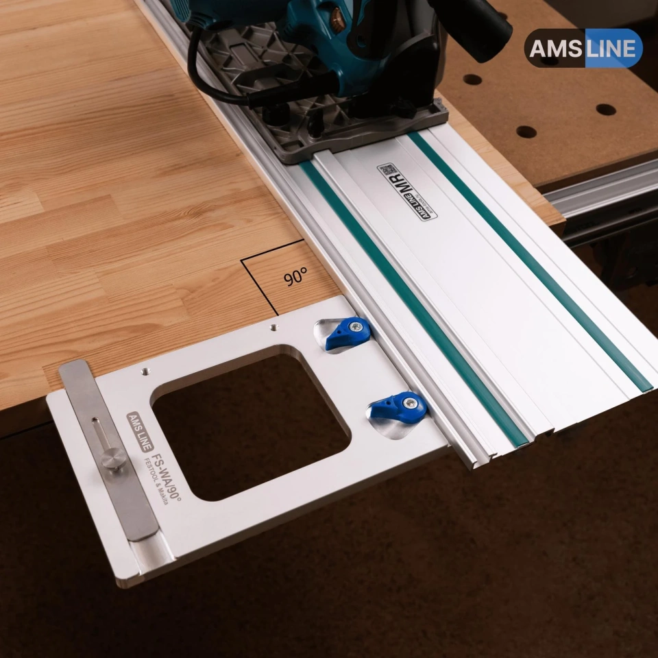 Угловой упор AMS FS-WA 90 для направляющих шин Festool, FR, Makita, MR