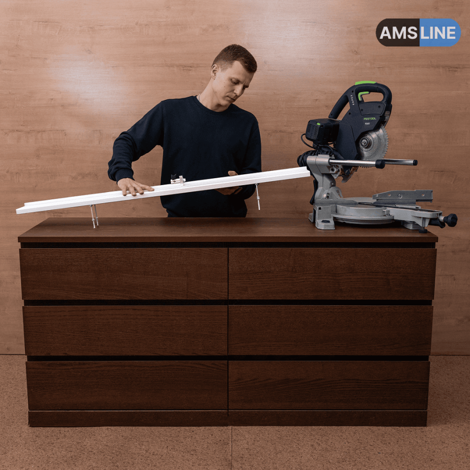 Упор-удлинитель AMS KS BASE для торцовочной пилы стационарный с упором Flip-Stop