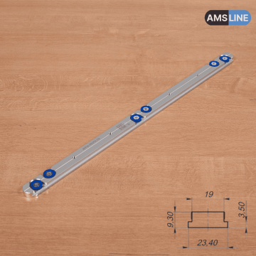 Алюминиевый ползун AMS 19мм с шайбами для профиля T-Track 45мм х 12.7мм 