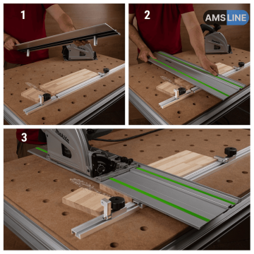 Упор-расширитель AMS с креплениями для пиления на MFT-столе